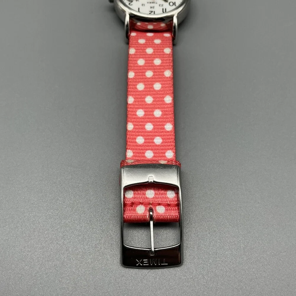 Timex Weekender TWP265000 Womens Watch 31mm Polka Dot Nylon Indiglo New Battery